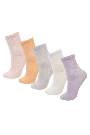 Girl 5 Piece Cotton Long Socks