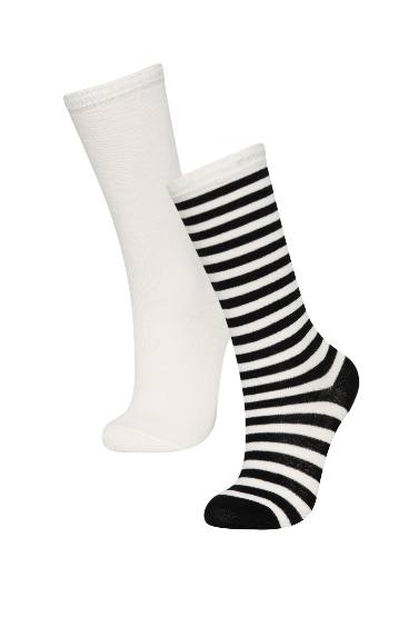 Lot de 2 paires de chaussettes longues en coton imprimées pour Fille