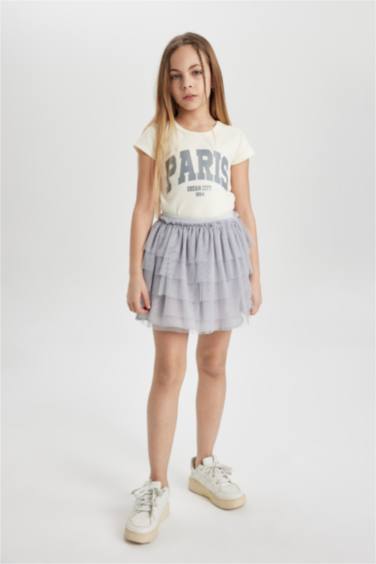 تيشيرت نص كم بناتي مضلع سليم فيت