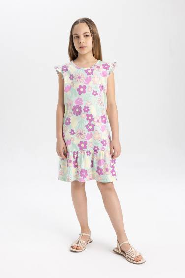 Girl Half Sleeve Floral Dress