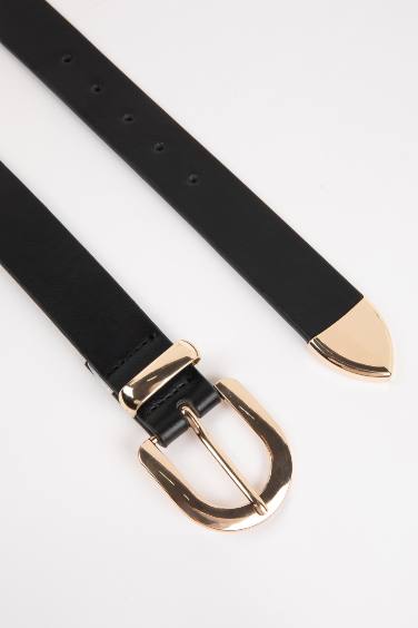 Woman Faux Leather Denim Belt