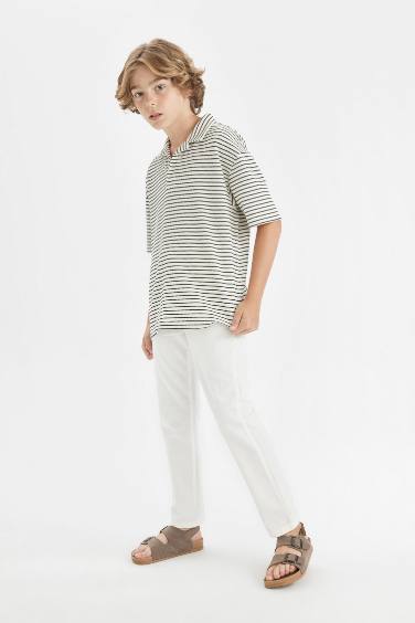 Boy Regular Fit Standard Leg Linen Look Trousers