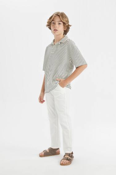 Boy Regular Fit Standard Leg Linen Look Trousers