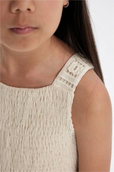 جمبسوت بناتي منسوج بدون ردن