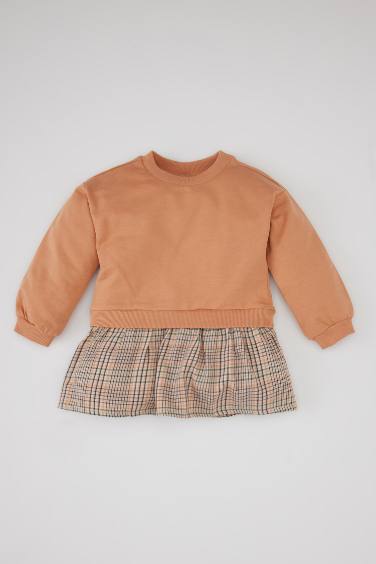 Robe à Carreaux à Manches Longues pour Bébé Fille