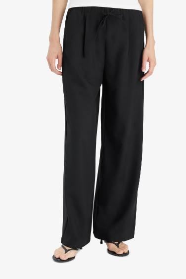 High Waist Wide Leg Satin Trousers