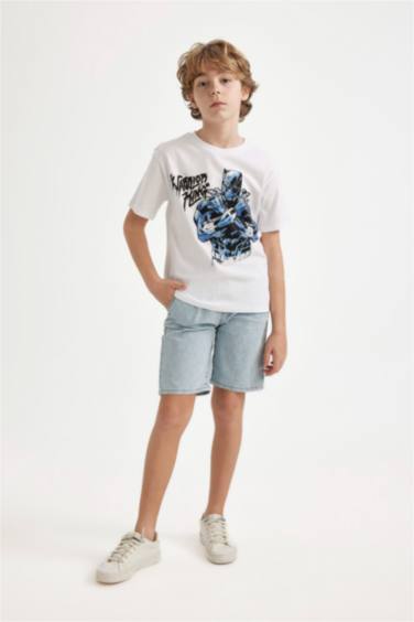 Ұлдарға Marvel Лицензиялық дөңгелек жаға қысқа жеңді Қысқа жеңді футболка