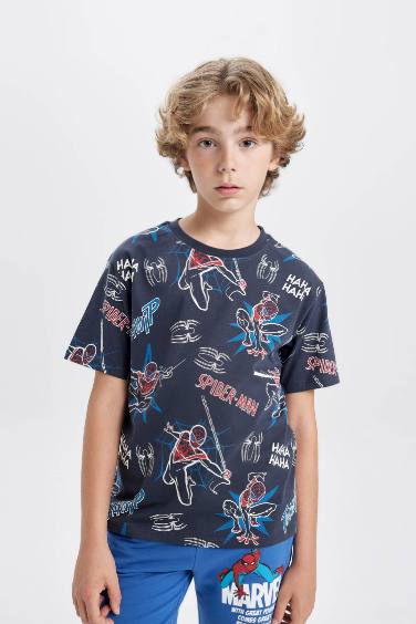 T-Shirt à Manches Courtes Col Rond Marvel Spiderman pour Garçon