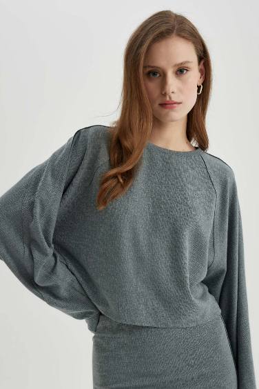 Relax Fit Crew Neck Basic Long Sleeve T-Shirt