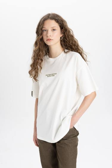 T-Shirt Oversize Imprimé Col Rond Manches Courtes