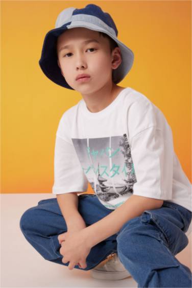 تيشيرت نص ردن ولادي مطبوع اوفر سايز