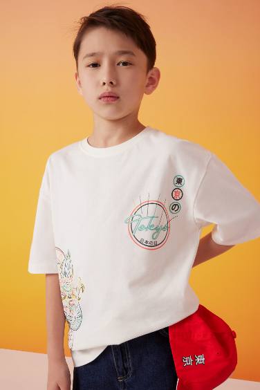 Boy Oversize Fit Crew Neck Printed Short Sleeve T-Shirt