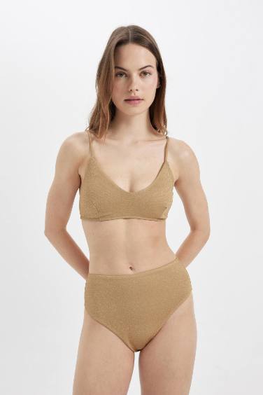 Fall in Love Regular Fit Shiny Fabric Bikini Bottom