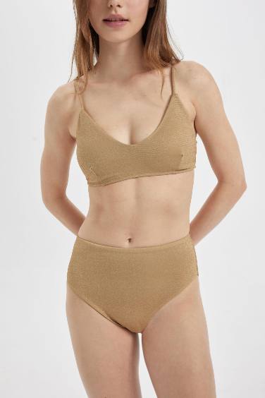 Fall in Love Regular Fit Shiny Fabric Bikini Bottom