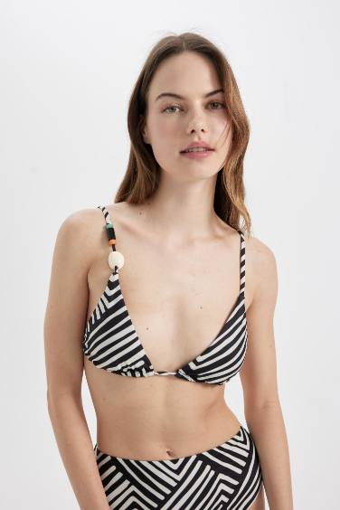 Fall in Love Regular Fit Striped Bikini Top