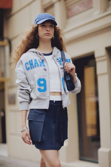 سويتر قماش سميك اوفر سايز بغطاء للرأس بجيب بطبعة نجمة