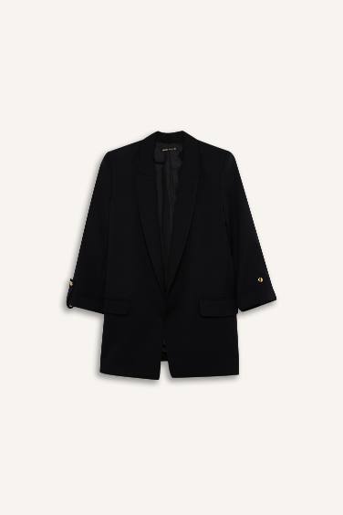 Regular Fit Ceket Yaka Basic Düz Blazer Ceket