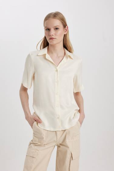 Regular Fit Satin Short Sleeve Shirt