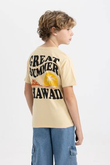 Boy Crew Neck Back Printed Short Sleeve T-Shirt