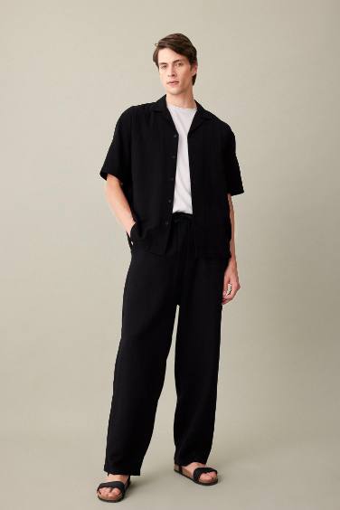 Relax Fit Regular Hem Cotton Trousers