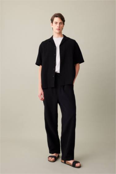 Relax Fit Regular Hem Cotton Trousers