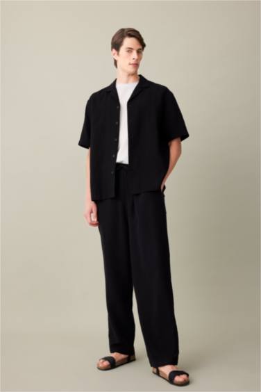 Relax Fit Regular Hem Cotton Trousers