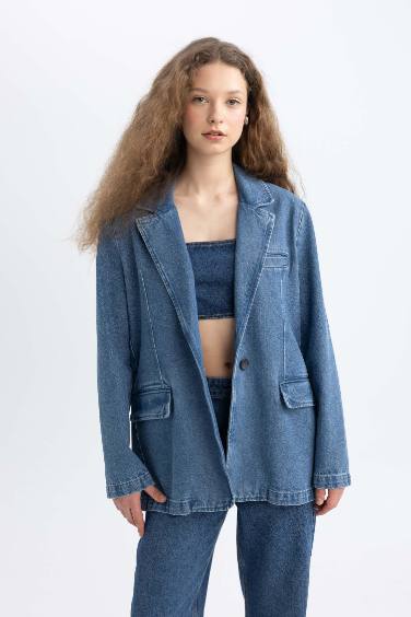 Afra x DeFacto Oversize Fit Jean Ceket