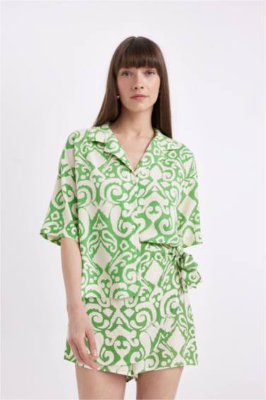 Chemise à manches courtes à motifs, coupe régulière