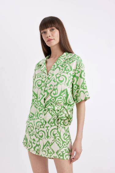 Chemise à manches courtes à motifs, coupe régulière