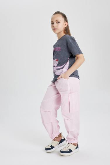 Girl Parachute Cargo Cotton Trousers