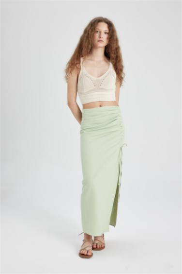 A Cut linen Maxi Skirt