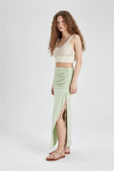 A Cut linen Maxi Skirt