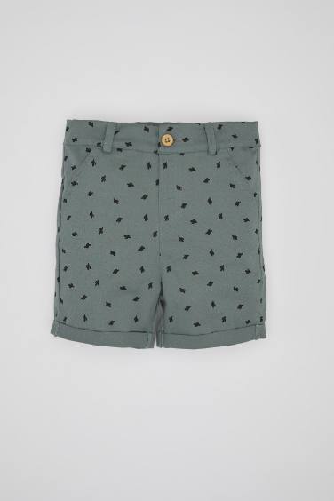 Baby Boy Cactus Patterned Gabardine Shorts