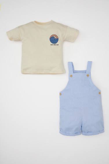 Baby Boy Printed Short Sleeve T-Shirt Salopet 2 Piece Set