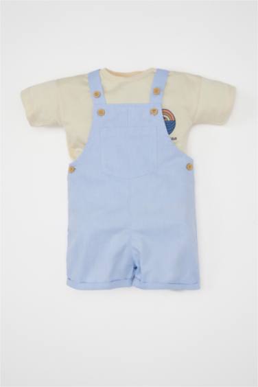 Ensemble De T-Shirt à Manches Courtes et Salopette Imprimé pour Bébé Garçon