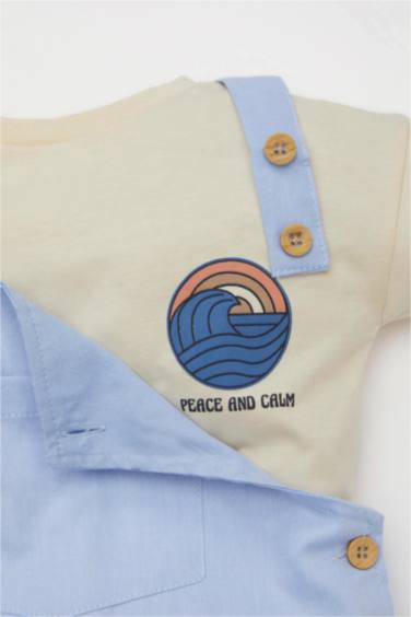 Ensemble De T-Shirt à Manches Courtes et Salopette Imprimé pour Bébé Garçon