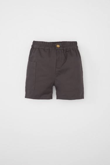 Baby Boy Poplin Short Sleeve Shirt and Shorts 2 Piece Set