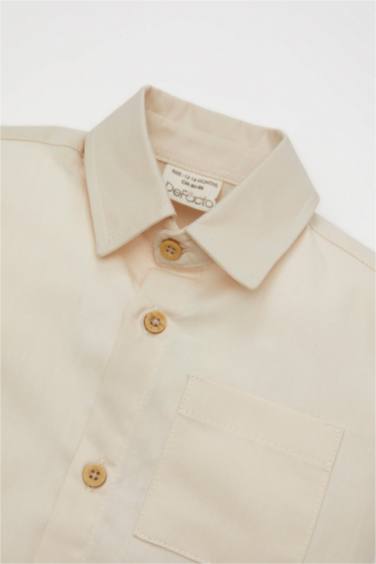 Baby Boy Poplin Short Sleeve Shirt and Shorts 2 Piece Set