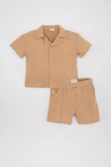 Baby Boy Muslin Shirt Shorts 2 Piece Set