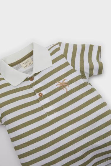 Baby Boy Striped Polo T-Shirt Shorts 2 Piece Set