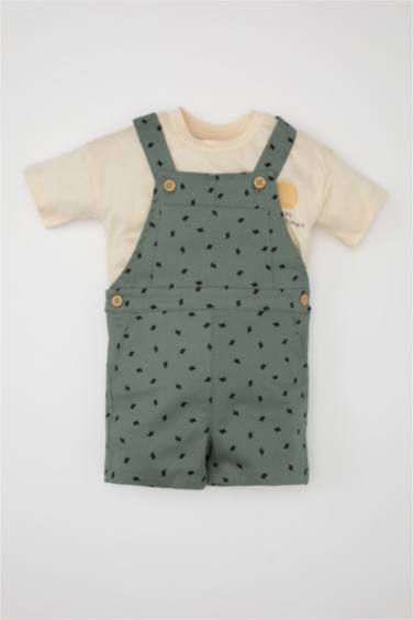 Baby Boy Cactus Patterned T-Shirt Overalls 2 Piece Set