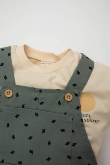 Baby Boy Cactus Patterned T-Shirt Overalls 2 Piece Set