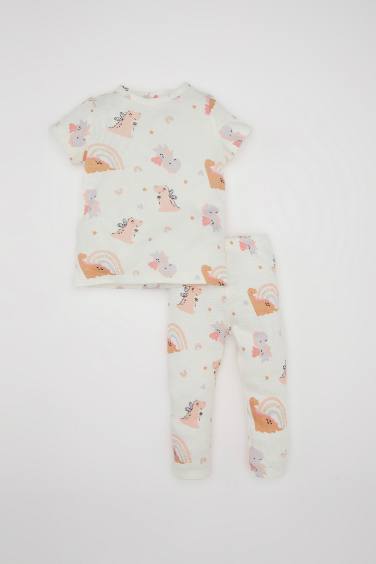 Baby Girl Dinosaur Printed 2 Piece Pajama Set