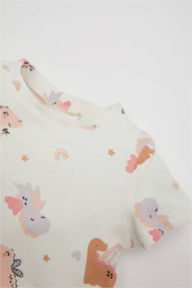 Baby Girl Dinosaur Printed 2 Piece Pajama Set