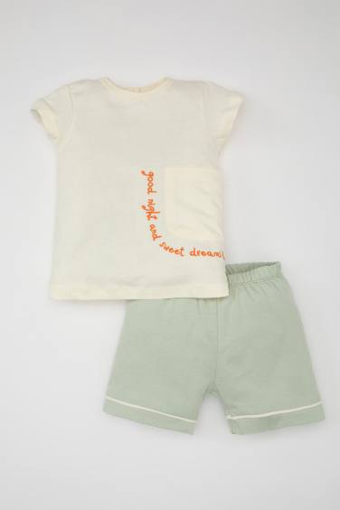 Baby Girl Embroidered Cotton 2 Piece Pajama Set