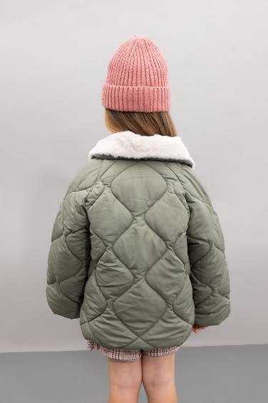 جاكيت بيبي بناتي مبطن بياقة كبيرة