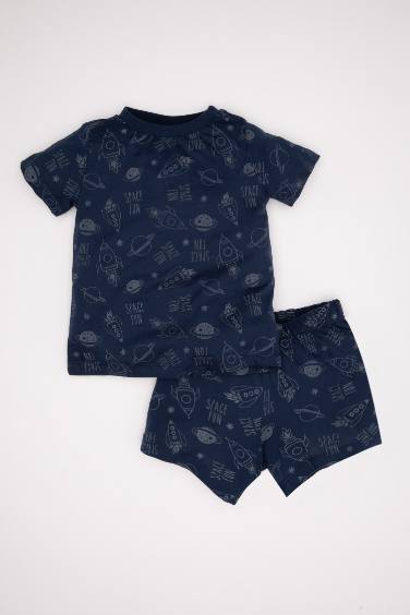 Baby Boy Patterned Cotton 2 Piece Pajama Set