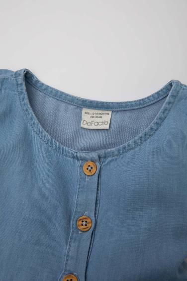 فستان جينز بناتي قصة عادية بدون ردن