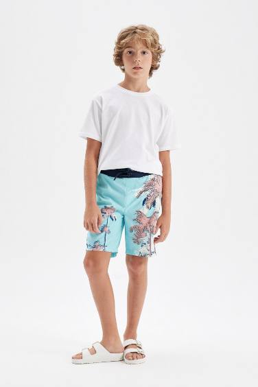 شورت بحر ولادي بطبعة نخيل