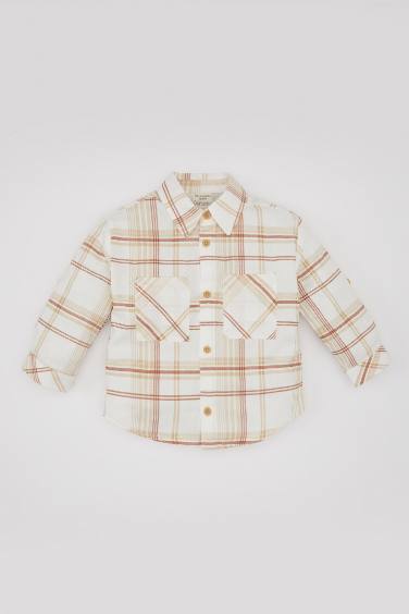 Baby Boy Twill Plaid Long Sleeve Shirt